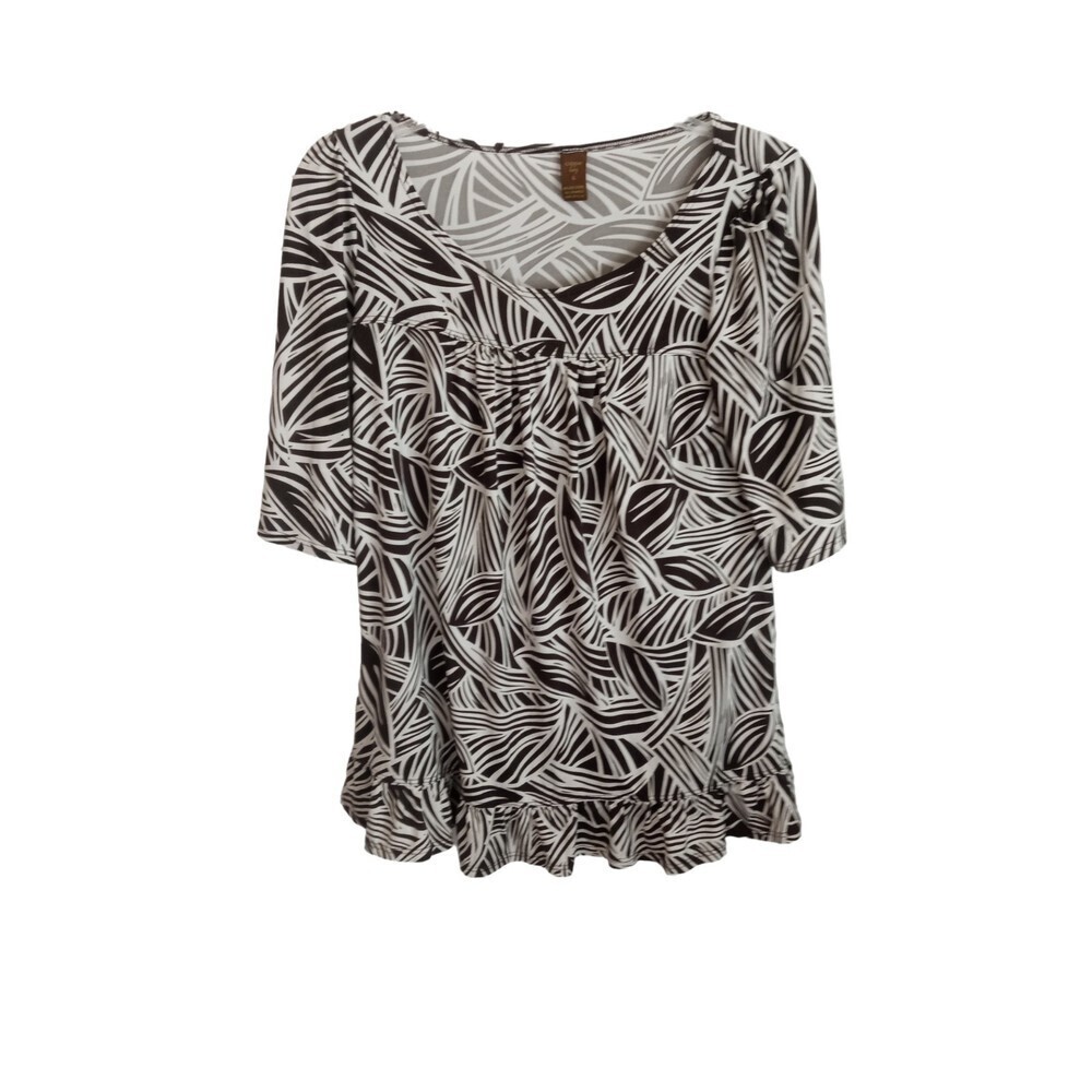 Copper Key brown and white zebra print loose fit‎ blouse